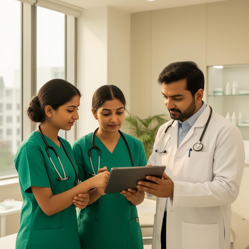 Clinical team coordinating healthcare workforce requirements